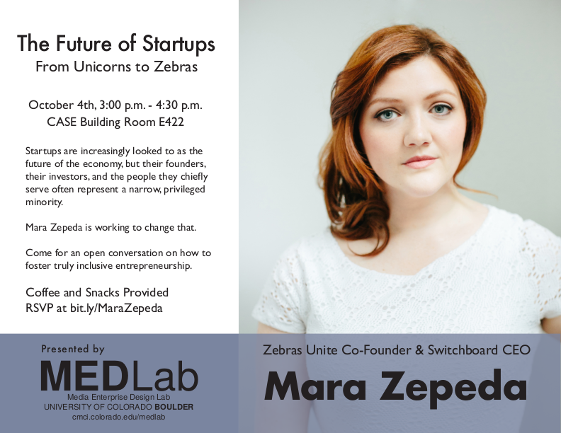 Event poster with Mara Zepeda